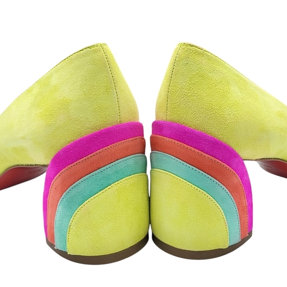 Christian Louboutin Arkanciella 55 Colorblock Suede Pumps Block Heels Multi 38.5 - Picture 10 of 16